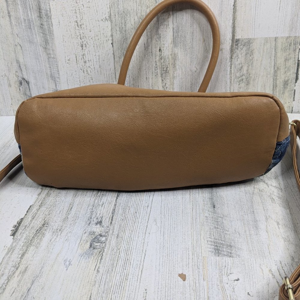 Betsey Johnson Blue Tan Bleach Dyed Shoulder Bag - Picture 11 of 16